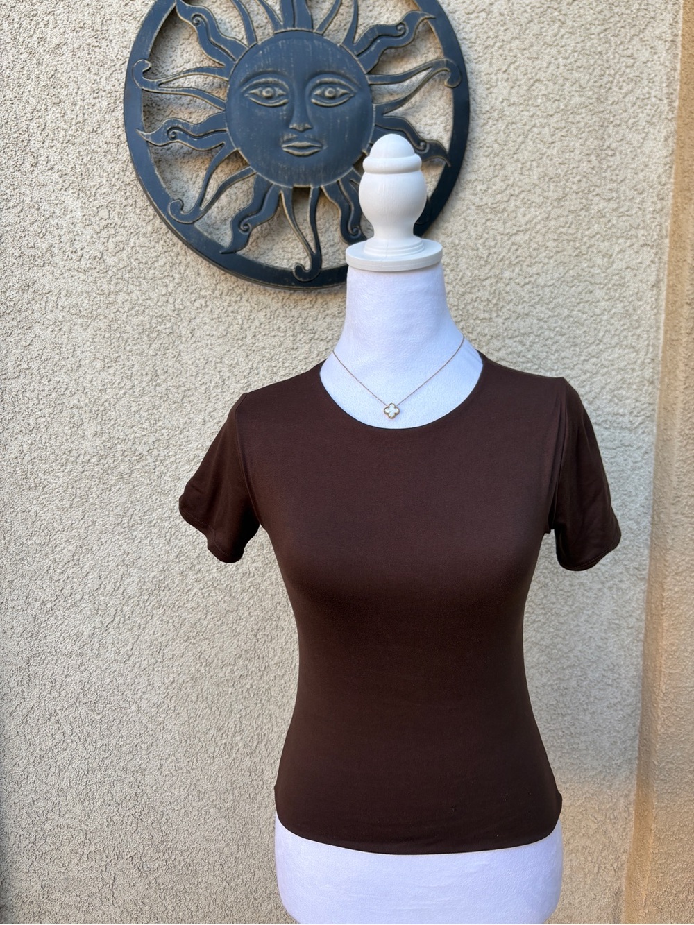 Chocolate Brown Buttery Soft Crewneck Short Sleeve Top